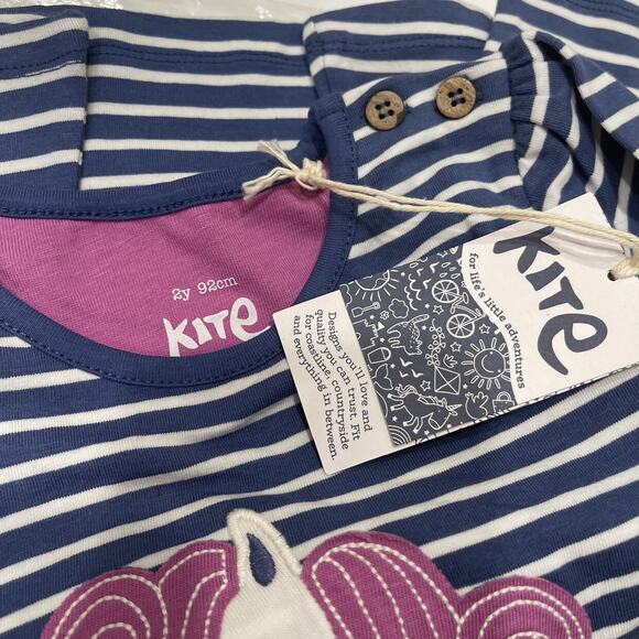 NWT Kite Unicorn Appliqué Blue Stripe Long Sleeve Shirt - Picture 6 of 7